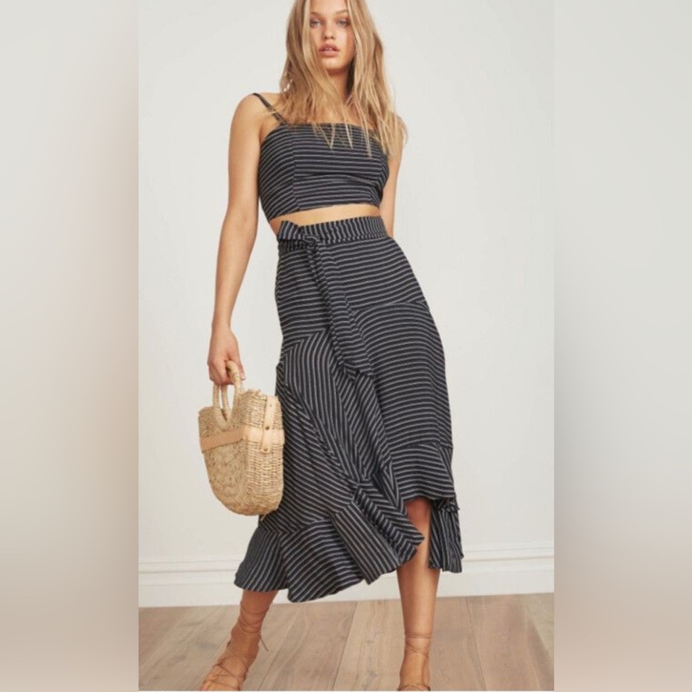 Faithfull the Brand Asymmetrical Skirt in Black and White